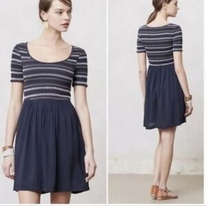 Anthropologie Saturday Sunday Gray White Fit and Flare Dress